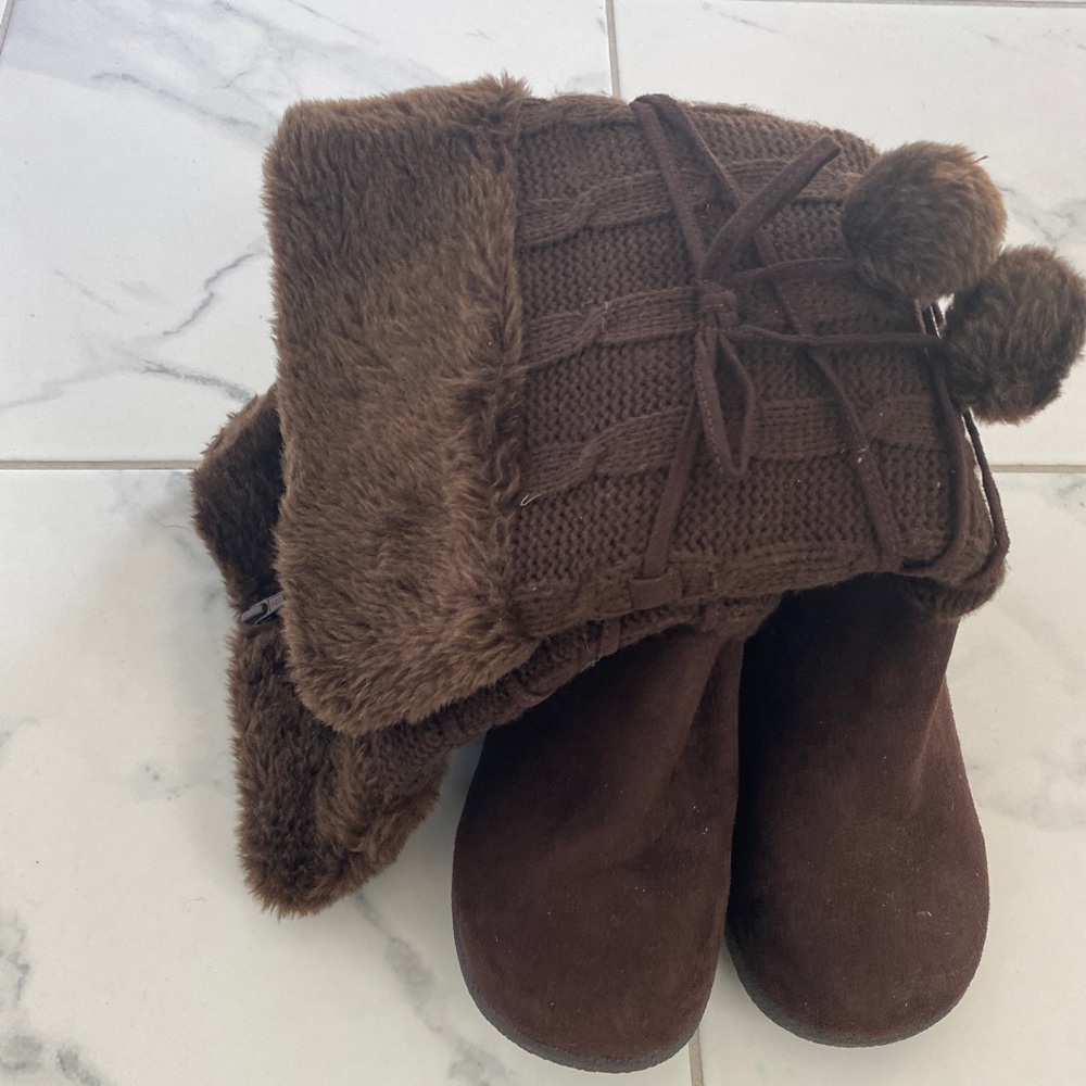 Brown wedge boots. Size 9.